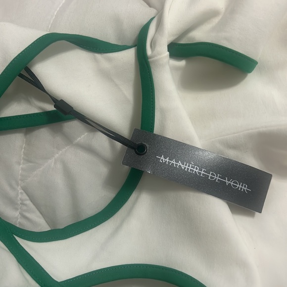 NWT - Maniere De Voir CONTRAST ASYMMETRIC BODYSUIT - WHITE/GREEN - Picture 8 of 8